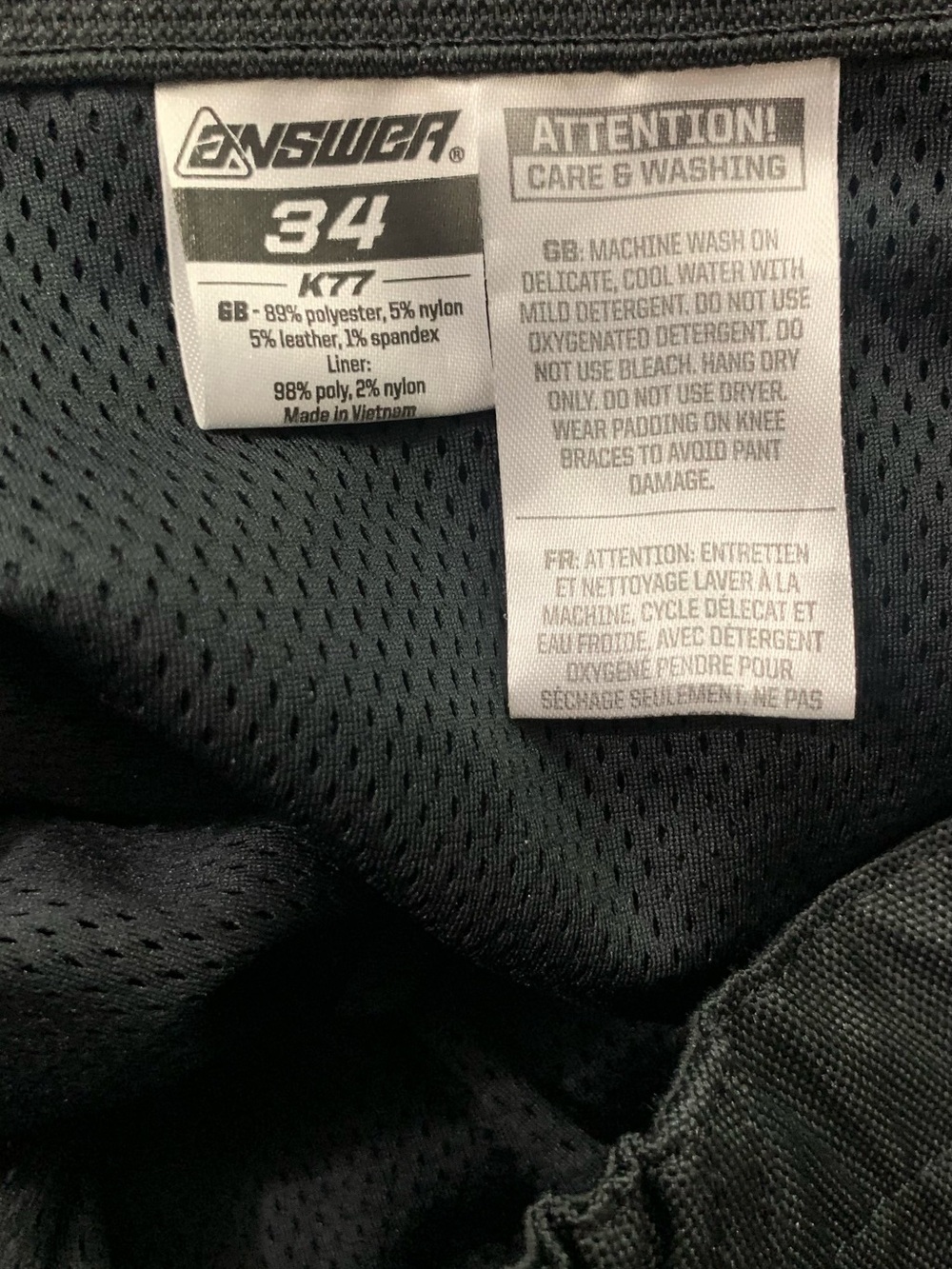 Answer K77 JERSEY 2018 Model Off-Road Pants Sz 34 - Picture 7 of 12